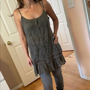 Olive Green Button-Down Dress